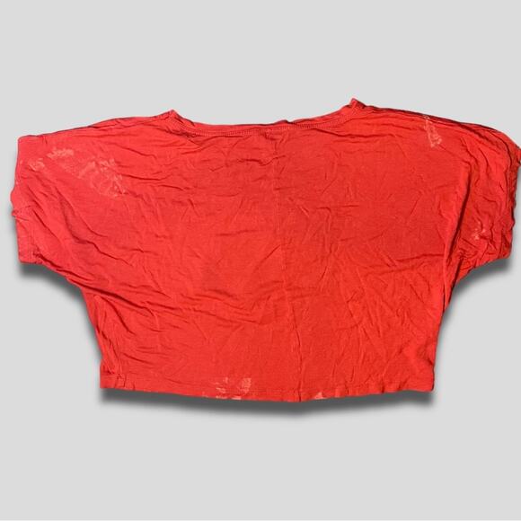 MZV WOMAN FASHION OVERSIZED DOLMAN SLEEVE CROPPED ROCKSTAR SS T-SHIRT RED - M - Picture 5 of 6